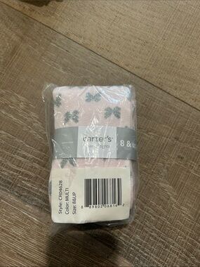 Carter's Light Pink Tights with Silver Bow Accents